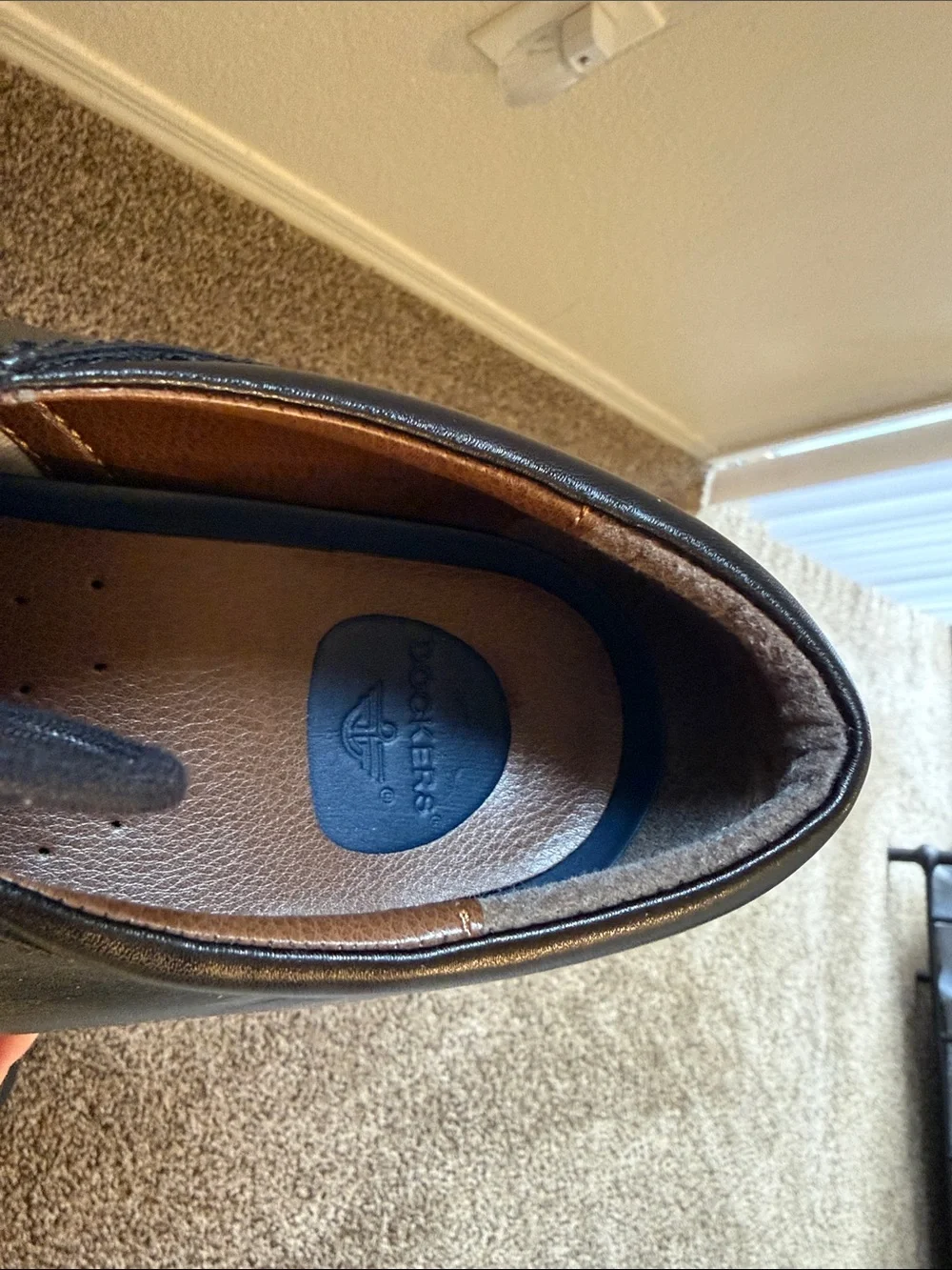 Dockers Black Leather Cap-Toe Derby Shoes 13